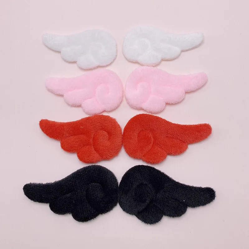 

30pcs/lot 4*7cm Plush angel wings Patches Appliques for Craft Clothes Sewing Supplies DIY Hair Clip Accessories