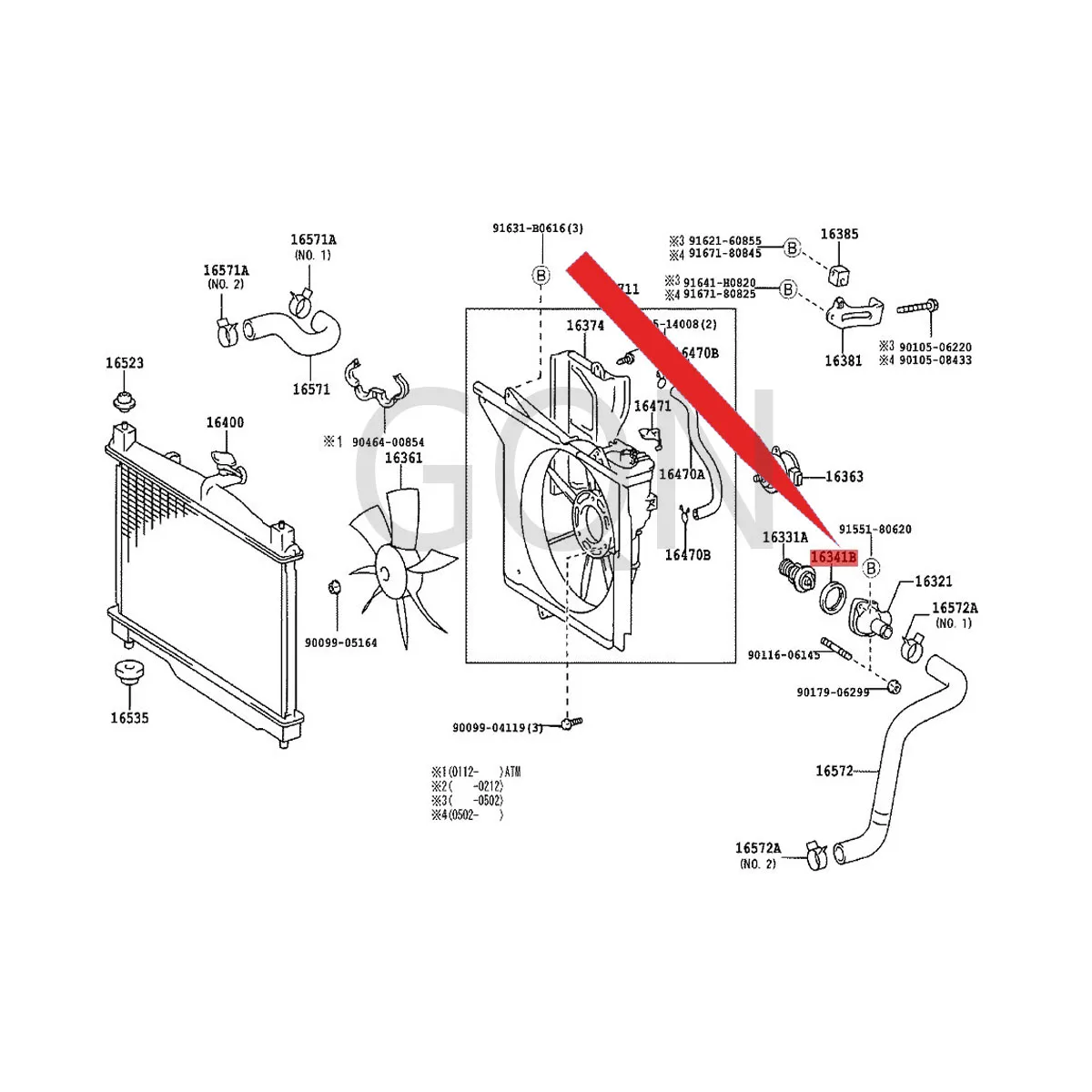 

Water inlet gasket 2005-Toy ota AYG ORA IZE YAR ISR ACT IS thermostat apron thermostat assembly outlet chamber assembly inlet
