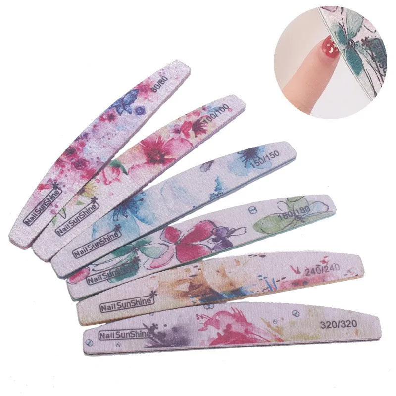 

6pc Mix Nail Files Strong Sandpaper Washable Nails Buffer Emery Board 80/100/150/180/240/320 Grit Lime a ongle Manicure Polisher