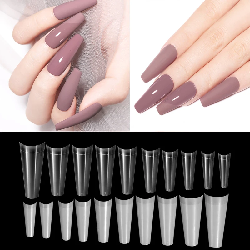 

500PCS French Coffin Tips Clear/Natural Acrylic False Nail Tips Manicure Tool Nails Art For Nail Extension Tip Fake Nails