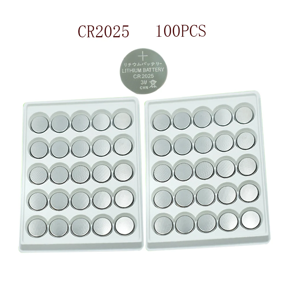 

100PCS CR2025 2025 Battery 150mAh KCR2025 BR2025 DL2025 2025 L12 EE6226 3V Lithium Coin Cells Button Batteries for Watch Toy