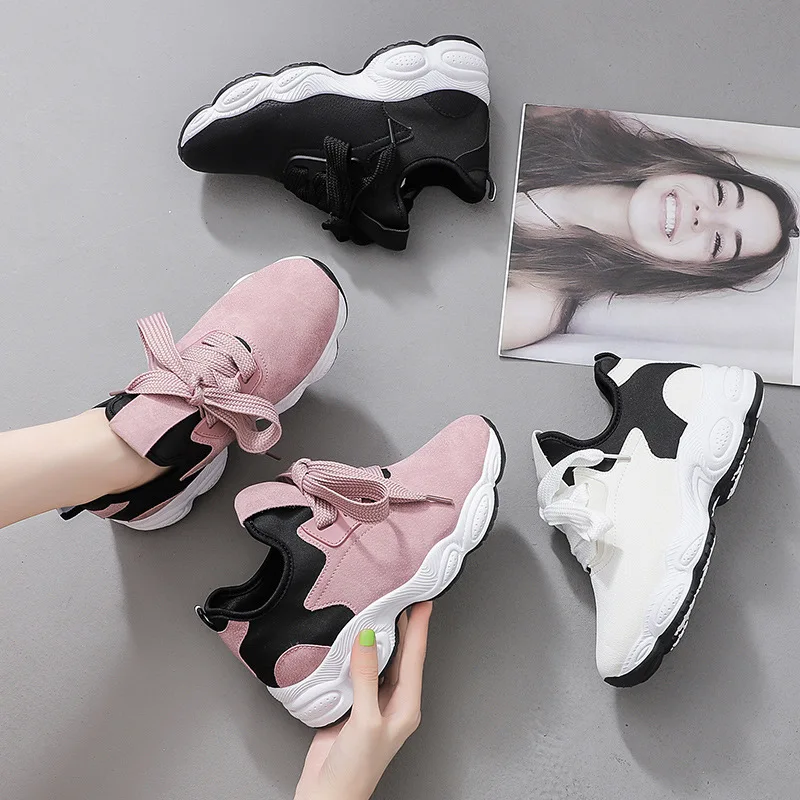 Удобные кроссовки женская обувь на плоской подошве Осенняя из искусственной