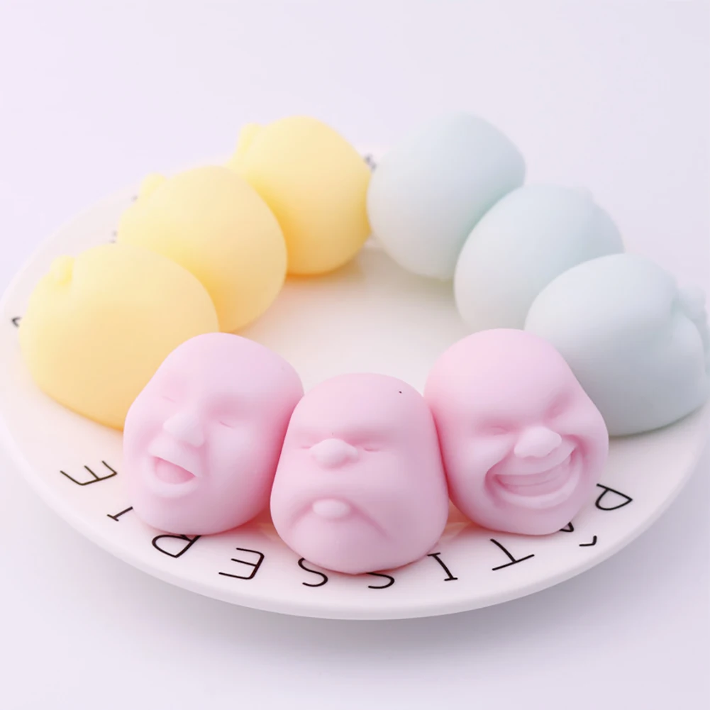 1Pcs Adults Kids Human Face Ball Slowly rising Squeeze Emotion Vent Toys Stress Reliever Men Women Relieve Pinch Toy Gift | Игрушки и