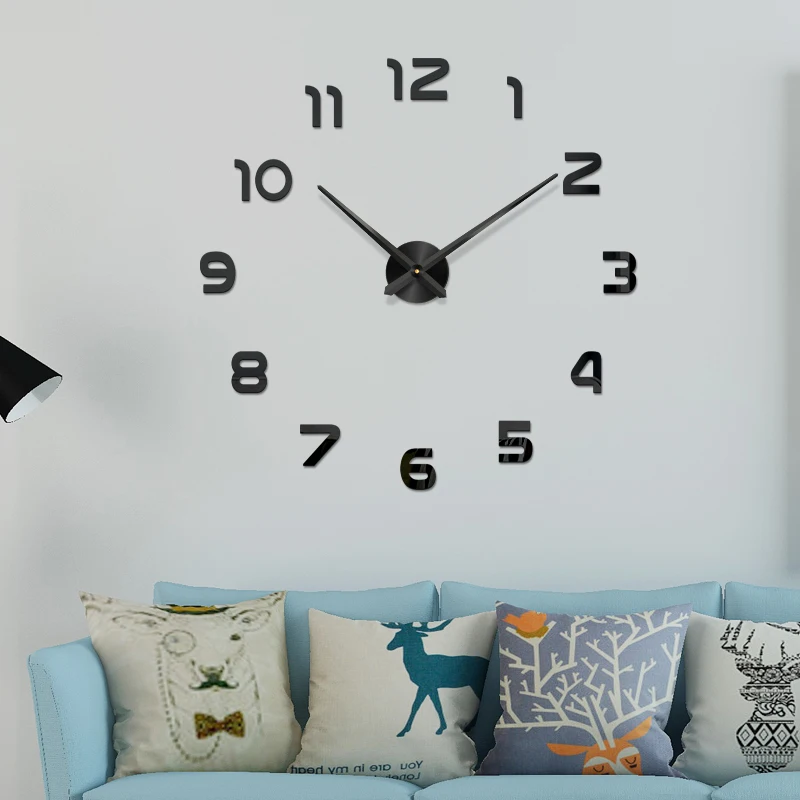 48 ''часы настенные часы Horloge 3D Diy акриловые зеркальные наклейки украшение дома