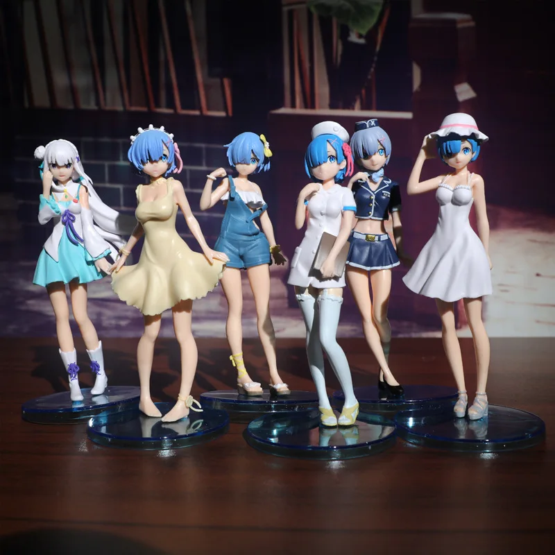 

Full Set Uniform Rem Emilia Ram Anime Figure Re:Life in a Different World From Zero Figurine Model Toy Girls Gift Collections