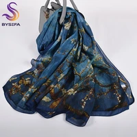 orange blue winter women pure silk scarf shawl spring fall fashion large elegant classical long scarves wraps printed 180110cm