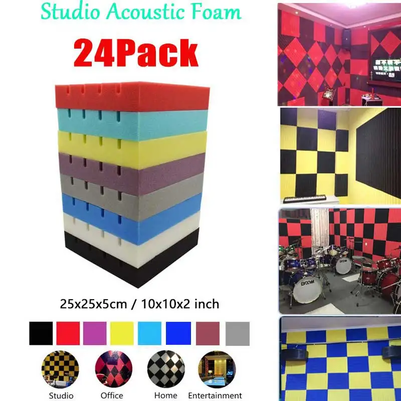 

BEIYIN[24/Pack] Groove Acoustic Foam Soundproofing Panels Ceiling Sound Absorption Tile Studio Sound Insulation Board Fireproof