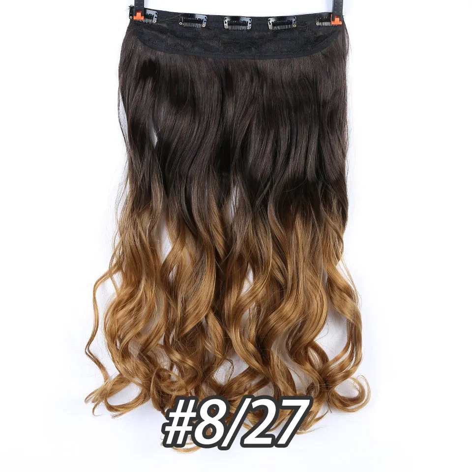 DIFEI 24 inch Long Wavy Clip in one Piece Synthetic Hair Extension Brown Black Heat Resistant Fiber 5 Clips Hairpiece for Women - Цвет: 8-27