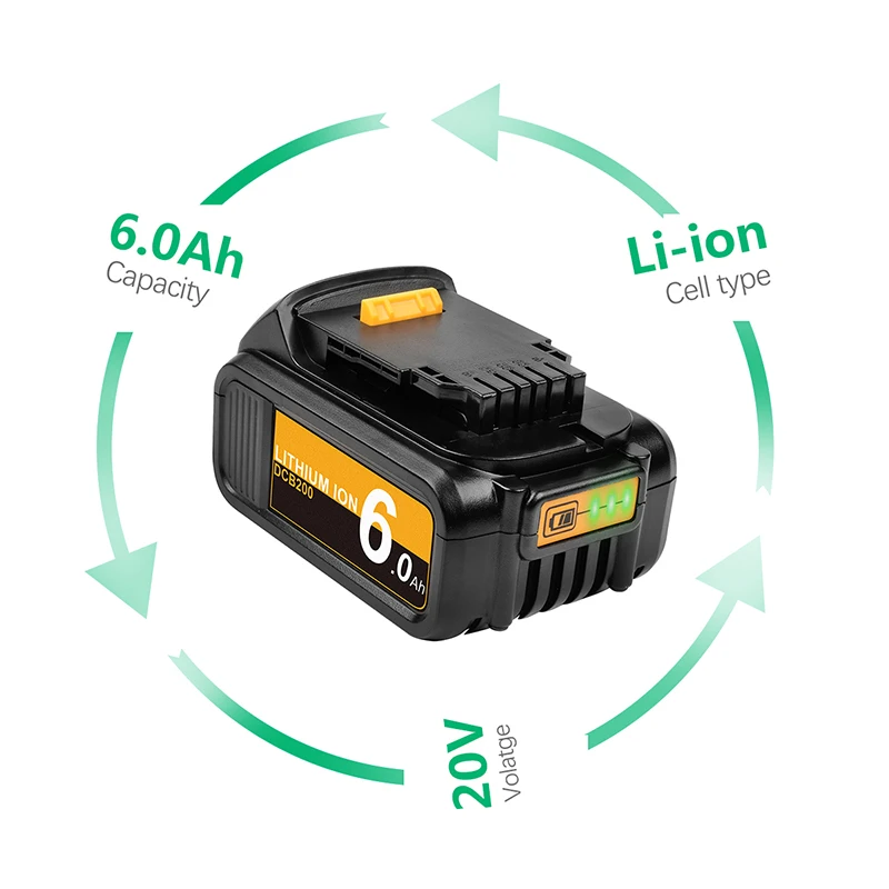 Батарейка Battool 18 в 6 0 Ач для электроинструмента DeWalt DCB184 DCB181 DCB182 DCB200 20 А батарейка