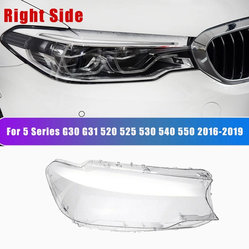 

Right Side for BMW 5 Series G30 G31 520 525 530 540 550 2016-2019 Car Headlight Lens Cover Head Light Lampshade Shell