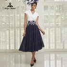 Платье для матери невесты, классическое ТРАПЕЦИЕВИДНОЕ ПЛАТЬЕ С Рукавом-крылышком и V-образным вырезом, платье для гостей свадьбы, аппликация