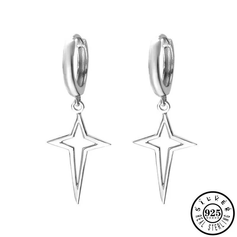 Модные серьги кольца с крестиком золотого цвета для женщин из стерлингового