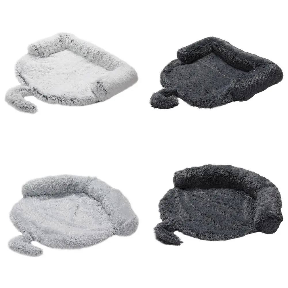 

Плюшевая кровать для кошек и собак, мягкая удобная плюшевая подушка, коврики для сна, согревающий диван для домашних животных, моющийся соба...