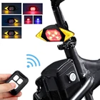 Велосипедный светодиодный задний фонарь, беспроводной поворотный сигнал с дистанционным управлением, зарядка через USB, задний мигающий предупредительсветильник свет, светильник