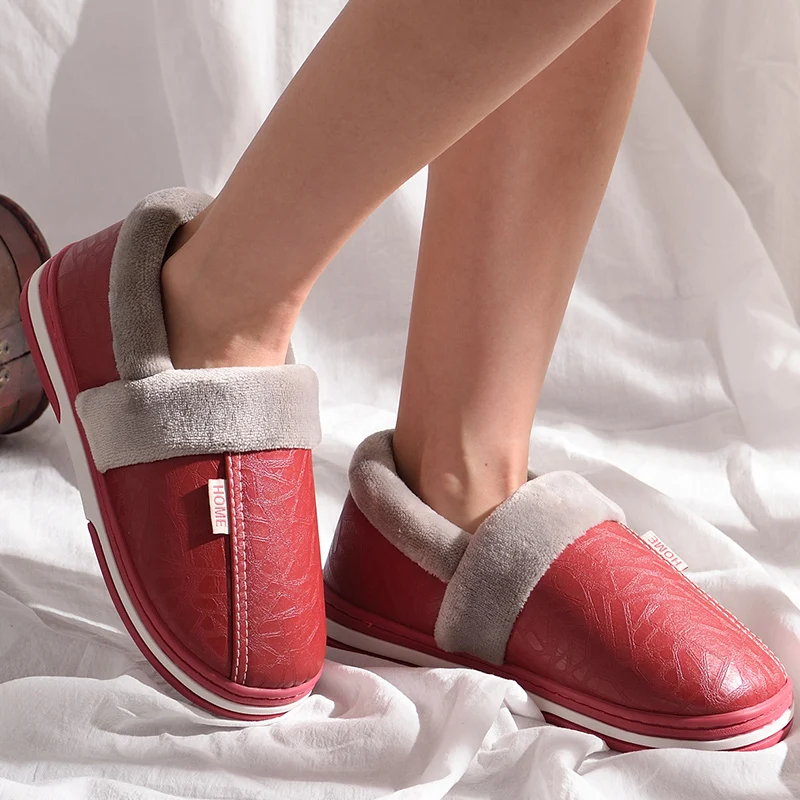 Большие размеры 43 50 Женские зимние тапочки Повседневные Удобные на плоской