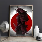 Японский самурайский красный солнце искусство Япония Токийская культура холст постер печать настенное искусство для гостиной спальни украшение живопись