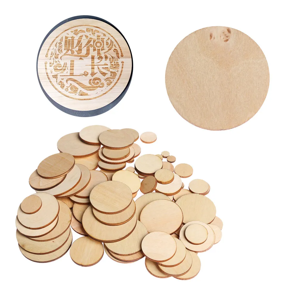 

1Bag 10mm-50mm Unfinished Wooden Round Circles Ring Craft Arts Decorative Card Making Scrapbooking DIY Embellishment