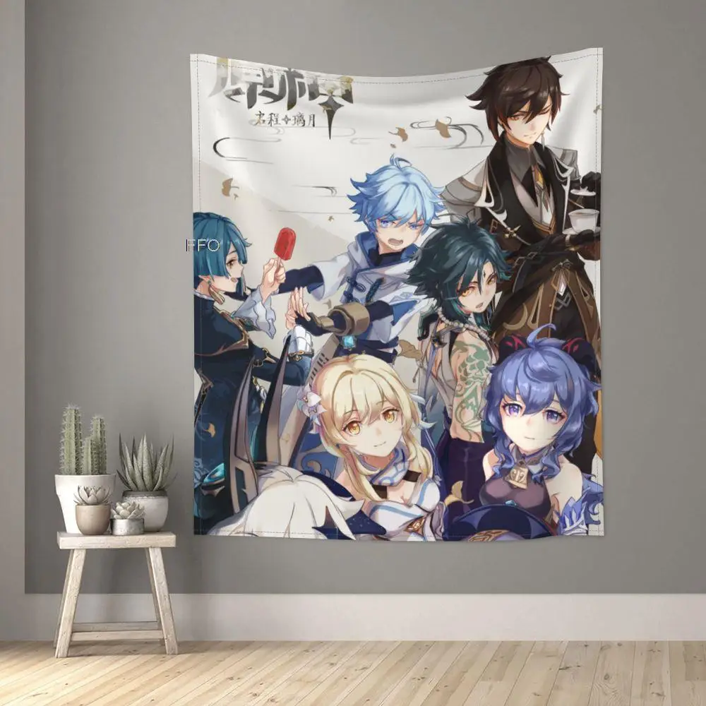 

FFO Anime Game Original God Tapestry Wall Hanging Kawaii Room Decor Hippie Printing Tapestries Cartoon Character Home Decoration
