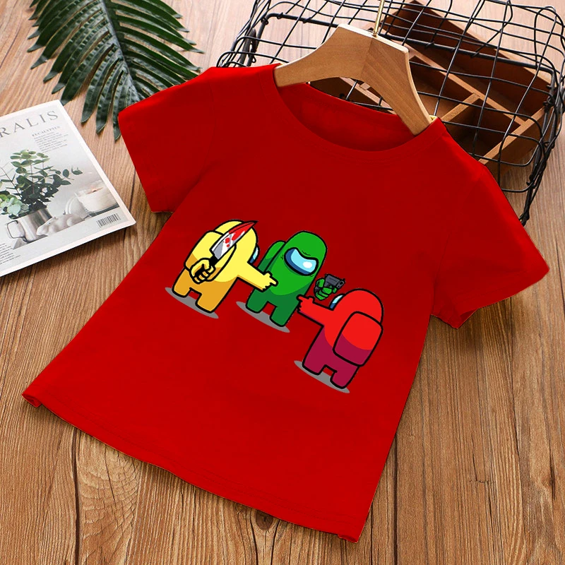 

Summer clothes children's clothes t-shirts between us game themed t-shirts fun clothes toddler boys girls t-shirts loose fit