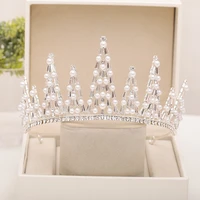 trendy crown bride headband bridal tiaras baroque crystal pearl wedding hair accessories headdress wedding tiara crown for women