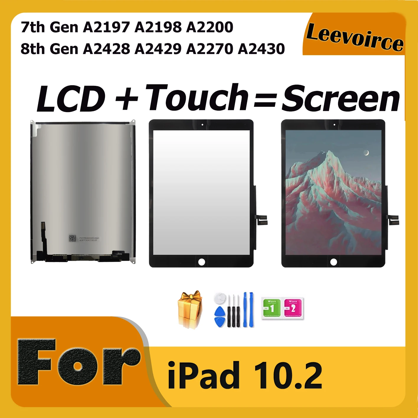 

2022 10.2" LCD +Touch Screen = Display For iPad 10.2 2019 7th Gen A2197 A2198 A2200 /8th 2020 A2270 A2430 A2428 A2429