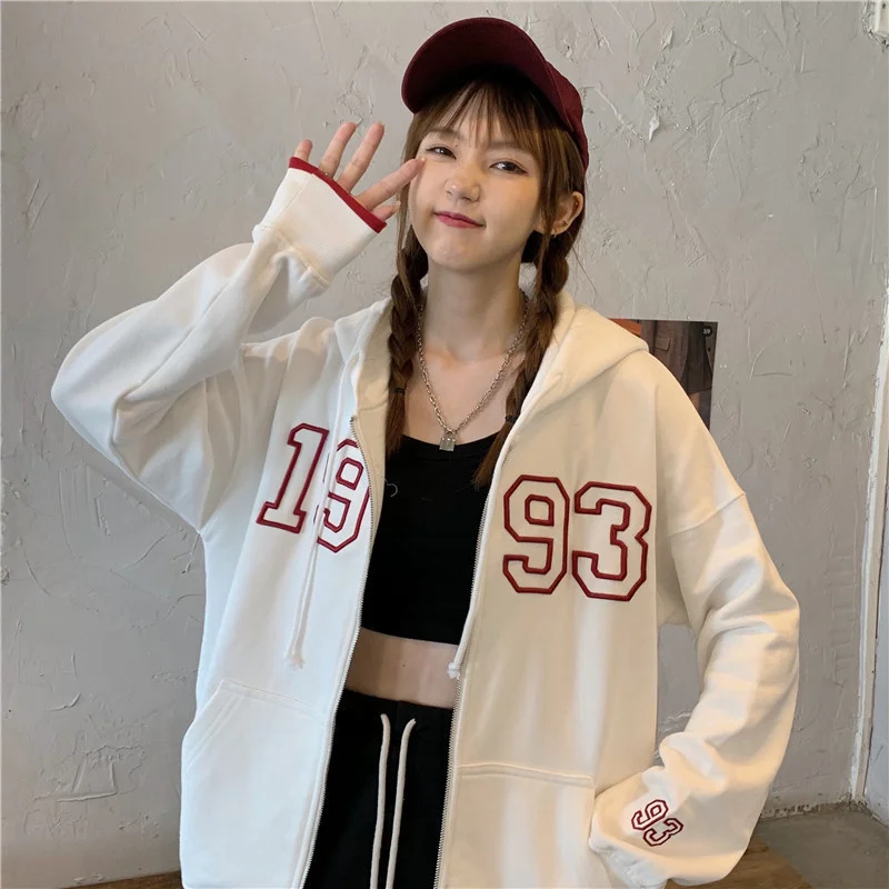 

Real Shot Корейская Свободная белая толстовка с капюшоном