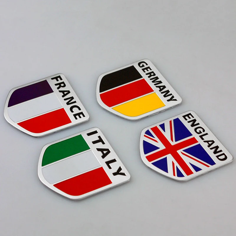 Флаг США Франция Германия Италия щит качество 3D Алюминиевый автомобильный
