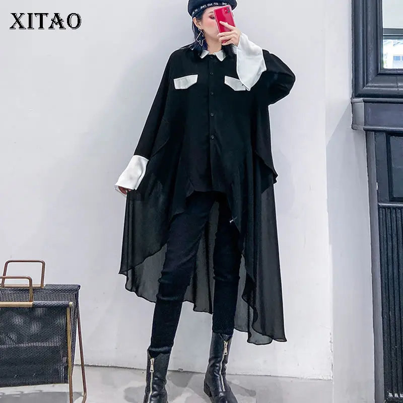 XITAO необычная перспективная блузка женская мода новая с оборками в стиле пэчворк