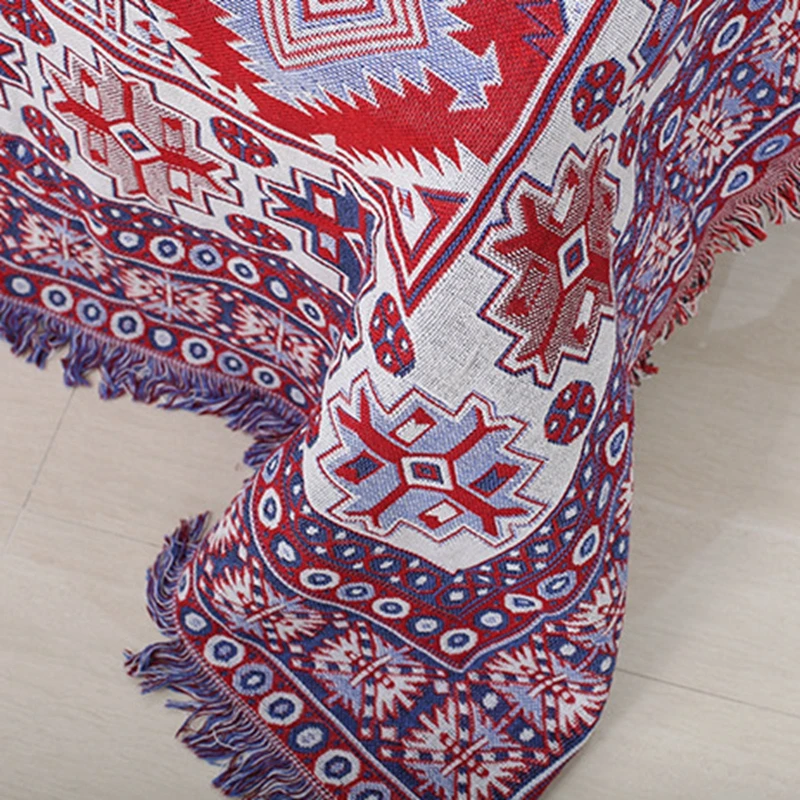 Вязаные одеяла в персидском стиле для дивана Этнические красные геометрические