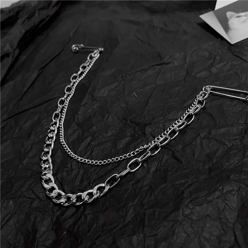 Мужская/Женская длинная металлическая подвеска в стиле панк