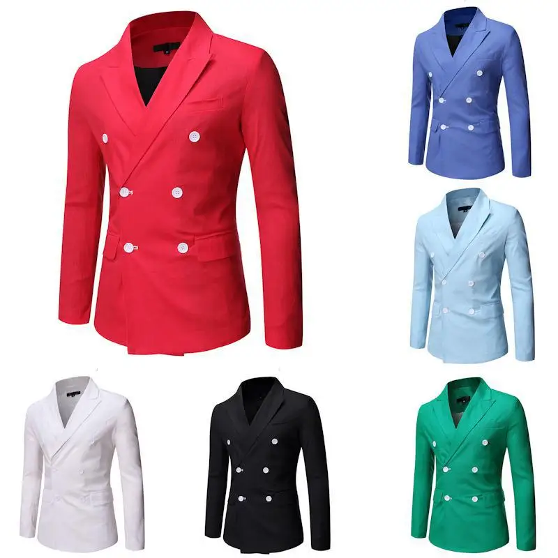 

2020 Autumn & Winter New Men Simple Solid Color Double Breasted Loose Plus Size Suit Casual Suit Jacket Fashion Free Shipping