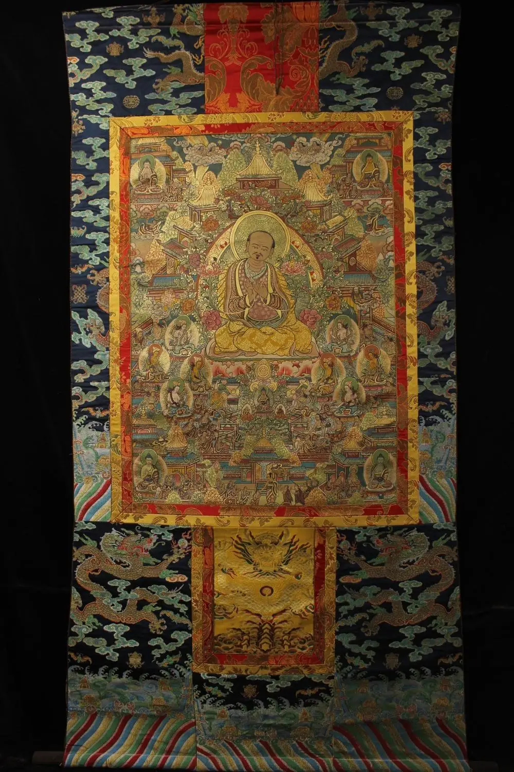 

59 "Тибетский буддистский храм Ming Dynasty натуральные пигменты, золотой порошок, ручная роспись, живой буддийский портрет, кожа Thangka Tangka