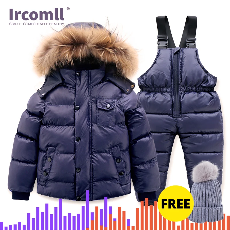 Ircomll Высокое качество сапоги для русской зимы, комплект детской одежды из плотного хлопка пуховое Водонепроницаемый ветрозащитная детская одежда для снежной погоды одежда для катания на лыжах Су