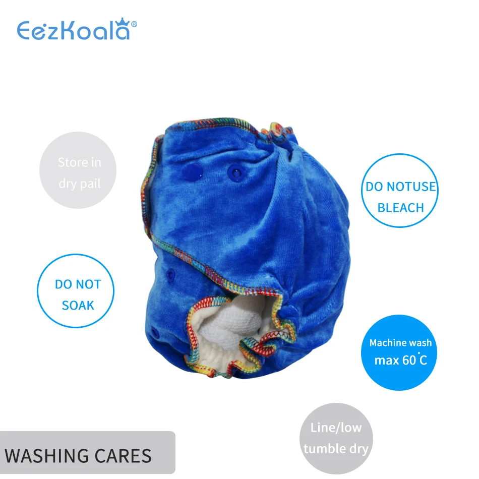 EezKoala-pa&ntilde;al de tela ajustado de terciopelo de bamb&uacute; ecol&oacute;gico, pa&ntilde;ales lavables reutilizables para beb&eacute; AI2, venta al por mayor, 3 unids/lote-2