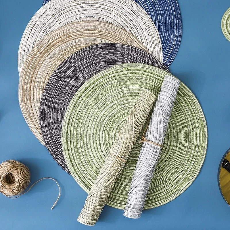 1-4pcs Round Ramie Insulation Pad Solid Placemats Linen Non Slip Table Mats Kitchen Accessories Decoration Home Coaster | Дом и сад