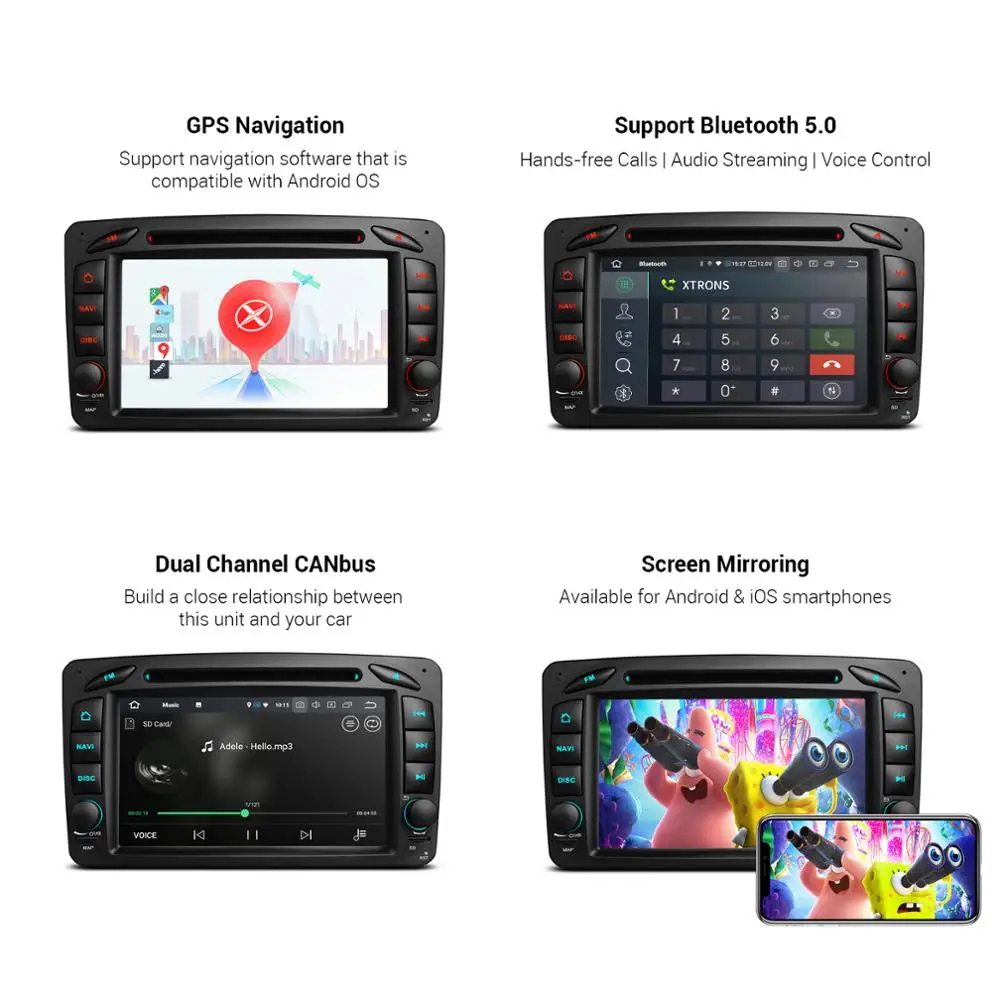 Автомобильный DVD плеер XTRONS 7 дюймов Android 10 0 PX5 радио GPS OBD TPMS для Mercedes Benz A W168 W203 W209 W463