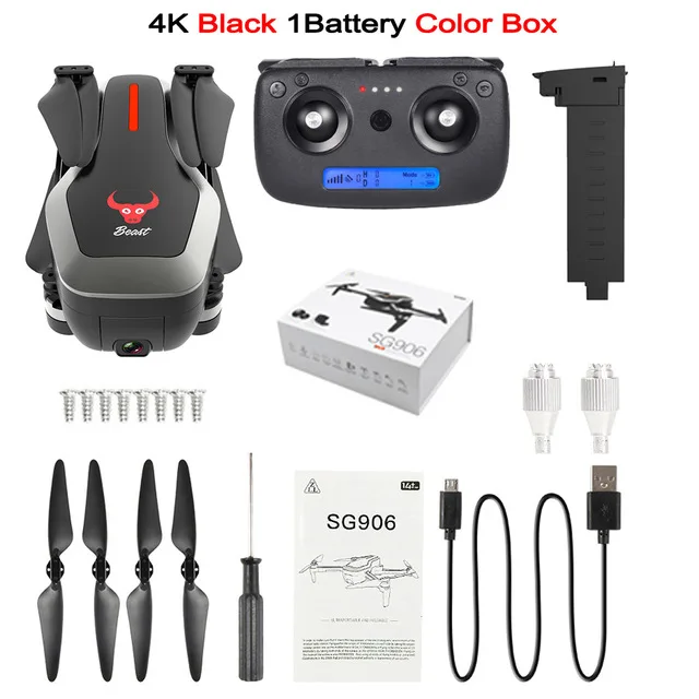 4K Black 1B Box SG906 Профессиональный gps 4k Дрон 4k с камерой RC Квадрокоптер камера Дрон селфи бесщеточная сумка 5G Wifi FPV Дрон оптический поток - Цвет: 4K Black 1B Box