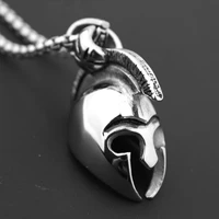 mens stainless steel pendant necklace chain spartan helmet mask pendant jewelry gifts