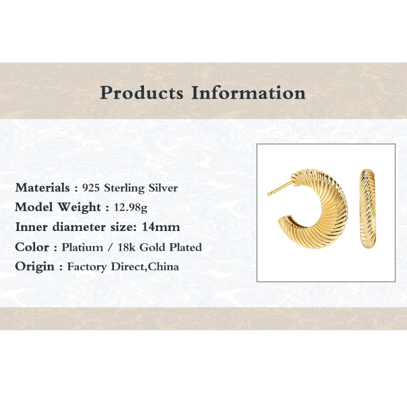 

VINY Silver 925 Jewelry Earrings For Women C Shape Hoop Earring Gold/Silver Jewelry 2021 Trend Bijoux Femme Oorbel Diamant Gift