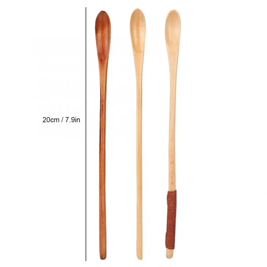 Винтажные ложки вилочный комплект 3 шт длинная ручка деревянная ложка набор кофе