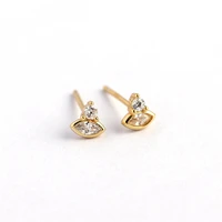 eyes shape simple design sterling 925 silver with zircon diamond stud earrings for women teens girls jewelry boucles doreille