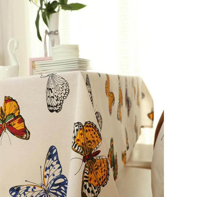 Прямоугольная скатерть в пасторальном стиле плотная холщовая из хлопка и