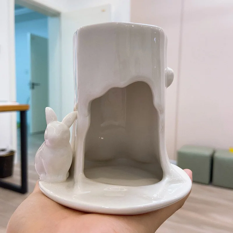 Cute rabbit stump aromatherapy furnace candle holder ceramic crafts wedding European style home accessories gifts | Дом и сад