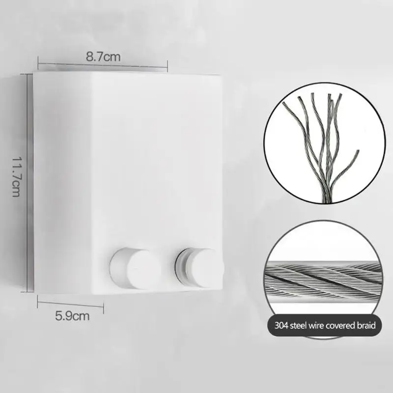 

Practical Indoor Retractable Clothesline Invisible Drying Non-Slip Clothes Rack Free Punching Telescopic Balcony Steel Wire