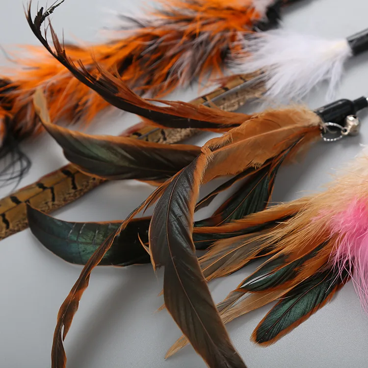 

Triple-section Telescoping Cat Feather Toys 5 Piece Retractable Cat Stick Feathers Replace Cat Fishing Rod Cat Feather Toys