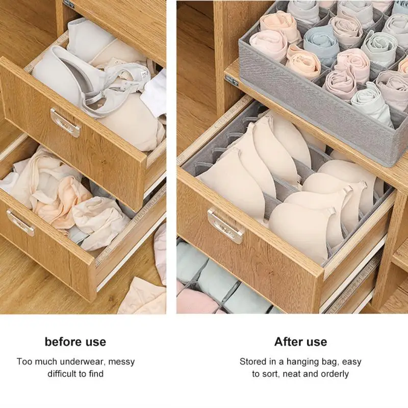 

2021 Multifunction Storage New Fabric Socks Underwear Bra Storage Box Drawer Compartment Storage Household Finishing Box Hot