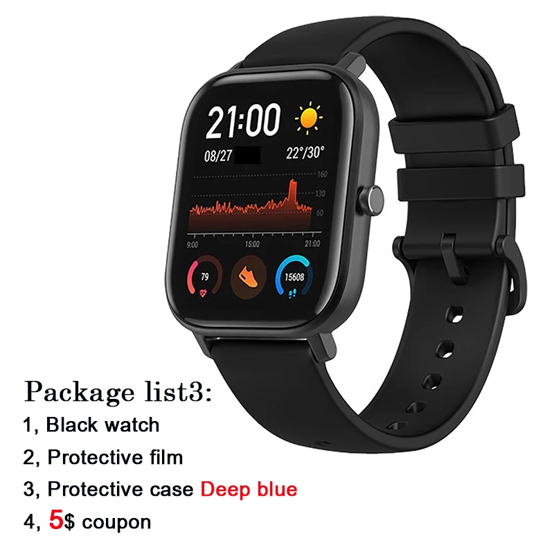 Package list3 Глобальная версия Amazfit GTS мужские Смарт-часы 1,6" retina дисплей водонепроницаемые Смарт-часы 14 дней батарея управление музыкой черный Firday - Цвет: Package list3
