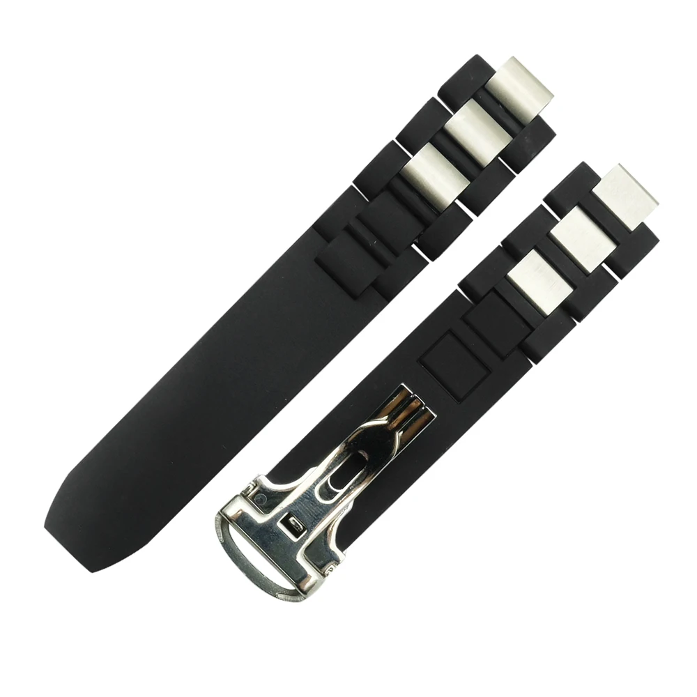 20mm*10mm Black Replacement Silicone Rubber Watch Band For 21 Chronoscaph W10198U2 W10125U2 W10197U2 W10184U2 DIY