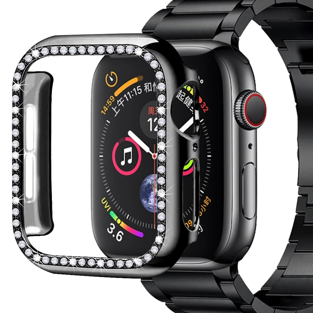 

Алмазный чехол для iWatch Series SE 6 5 4 3 2 1 38 мм 42 мм чехол-бампер для Apple Watch SE 6 5 4 40 мм 44 мм аксессуары для часов