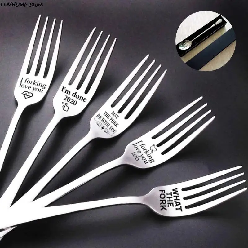 

2022 Valentines Day Anniversary for Boyfriend Girl Stainless Steel Fork I Forking Love You Present Best Gift for Wife Husband